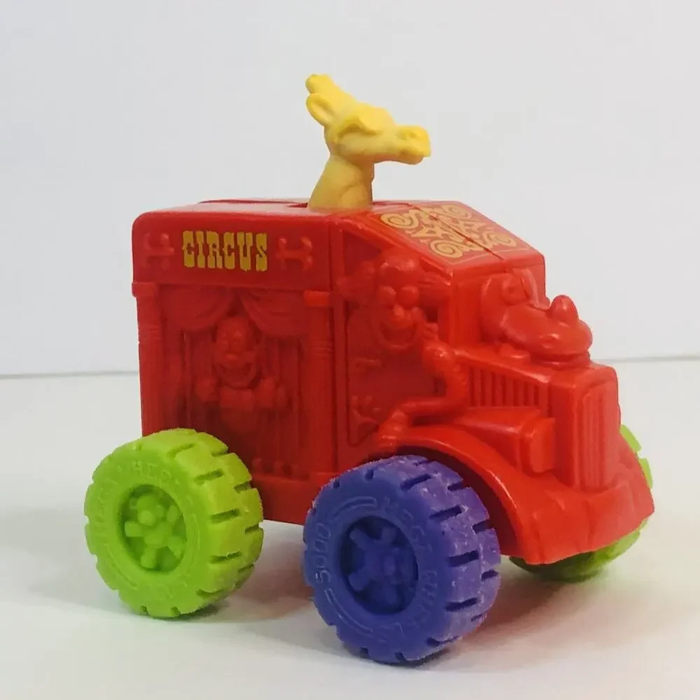 Vintage Mega Wheels Circus Truck Toy‎ Red with Neon Green Purple Wheels Giraffe